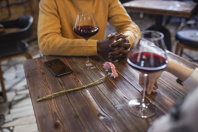 House red wine glass with rustic setting