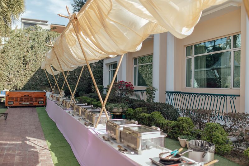 Marcos catering setup at elegant event venue